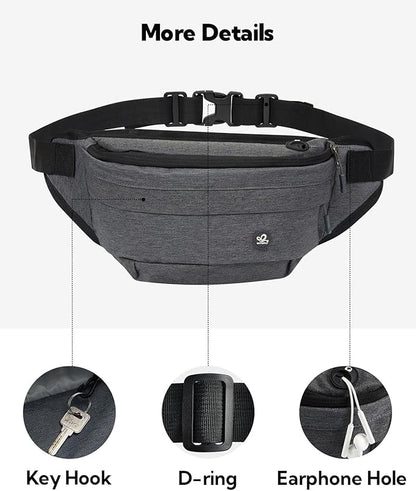WATERFLY Fanny Pack for Men Women Water Resistant Large Hiking Waist Bag Pack Carrying All Phones for Running Walking Traveling