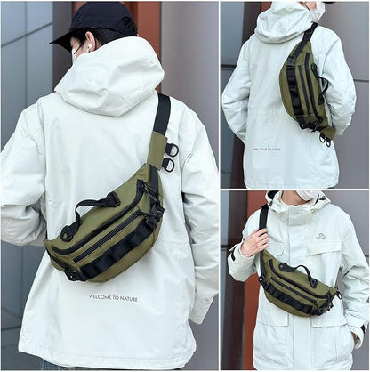 CamGo Tactical Fanny Pack for Men Women Military Waist Bag Molle Utility Hip Belt Pouch Crossbody Bags Bumbag for Cycling Hiking Walking Fishing Army Green