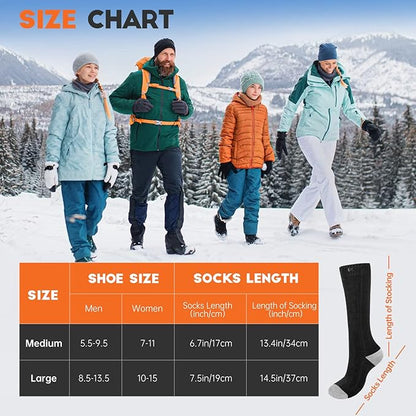 VELAZZIO Heated Socks for Men Women, Remote Control 4000mAh 3.7V Rechargeable Electric Heated Socks with 3 Heat Settings for Winter Sports