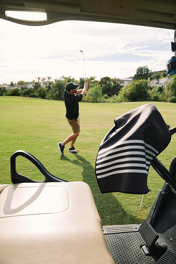 Nomadix Mini Towel - Perfect for The Gym, Biking, Hiking, Golf, & More - Made with Recycled Materials - Super Absorbent - Quick Dry - Sand Resistant - Poolside Black - 40x16 in