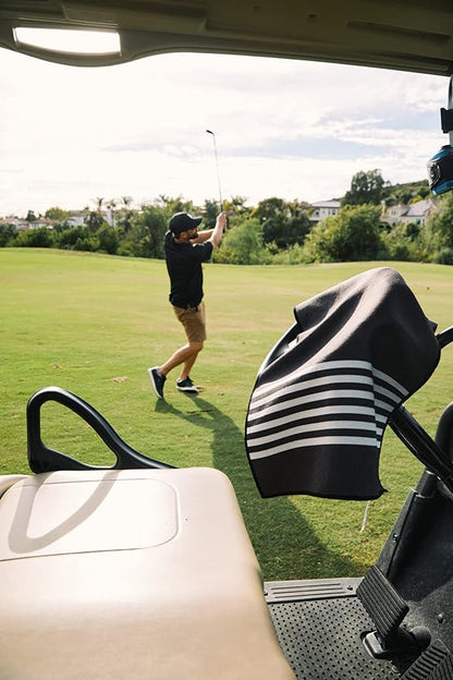 Nomadix Mini Towel - Perfect for The Gym, Biking, Hiking, Golf, & More - Made with Recycled Materials - Super Absorbent - Quick Dry - Sand Resistant - Poolside Black - 40x16 in