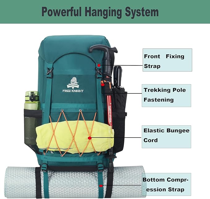 Bseash 40L Waterproof Hiking Backpack with Rain Cover, Outdoor Sport Travel Bag Daypack for Camping Climbing Cycling Skiing (Black)