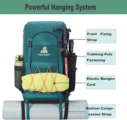 Bseash 40L Waterproof Hiking Backpack with Rain Cover, Outdoor Sport Travel Bag Daypack for Camping Climbing Cycling Skiing (Black)