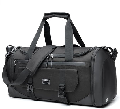 Gym Bags For Men & Women With Shoes Compartment And Wet Pocket, Sports Duffle Bag, Workout Bags For Gym Swimming Yoga,Waterproof Weekend Overnight Carry On Bag A-TG-001-Black
