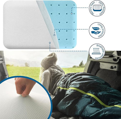 Small Travel Pillow,Memory Foam Travel & Camping Pillow for Adults with Storage Bag,Backpacking, Airplane, Car Travel,Easy to Carry Compact Portable Pillow for Sleeping with Machine Washable Cover