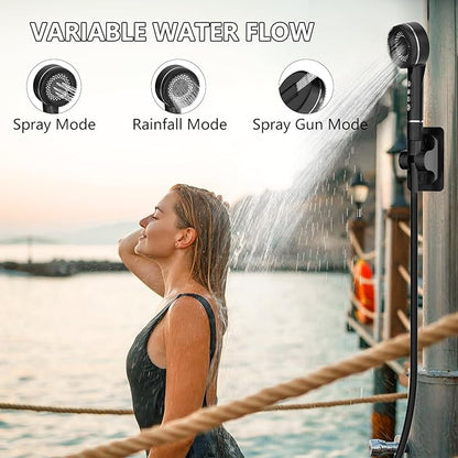 Upgrade Portable Camping Shower, 8000mAh Rechargeable Electric Shower Pump with Massage Shower Head and Multiple Spray Modes for Camping, RV Travel, Beach, Pet Bathing, Car Washing