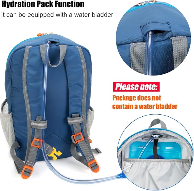 Little Kids Hiking Backpack for Boys or Girls, Small Daypack for Camping or Travel (Blue)