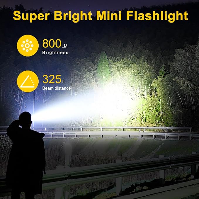 LOVME Keychain Flashlight,EDC Flashlight Bright 800 LM, Small Powerful Flashlight with 365nm UV Mini Flashlight with Clip, for Hiking and Camping