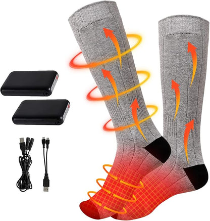 Electric Heated Socks, Upgraded Winter Rechargeable Washable Battery Heat Socks Men Women Thermal Warming Socks for Outdoor Hiking Camping Skiing Fishing Hunting Mountaineering