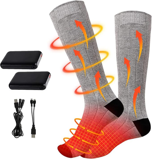 Electric Heated Socks, Upgraded Winter Rechargeable Washable Battery Heat Socks Men Women Thermal Warming Socks for Outdoor Hiking Camping Skiing Fishing Hunting Mountaineering