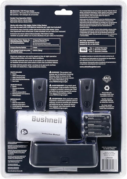New Bushnell LPX550 Walkie Talkie Radio - Reliable Quality, Rugged Design, 2W Power for 36 Miles of Range, Two Way Radios Equipped for Wherever Life Takes You (2 Pack)