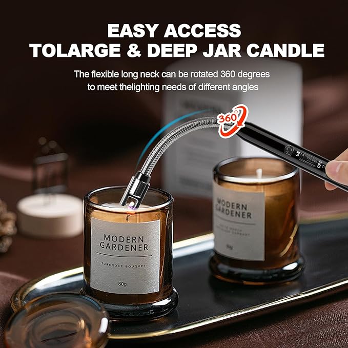 2 Pack Electric Candle Lighter, Cool Rechargeable, Plasma,Arc, Grill,USB,Windproof, Flameless, with Flexible Neck Lighters. Ideal for Candles,BBQs,Camping,Kitchen,Fireplace,Fireworks, etc.