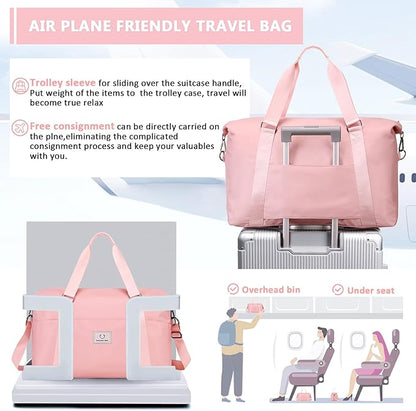 Gym bag for Women, Travel Duffel Bags with Trolley Sleeve, Weekender Overnight Bag, Carry on Tote Bag Dance Bag