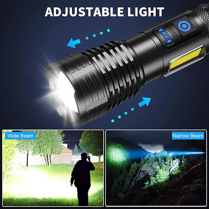 LED Rechargeable Flashlights 990000 High Lumens, Super Bright Flashlight High Power Flash Light with 7 Modes, 15H Running Time, IPX7 Waterproof Handheld Flashlight for Home Camping