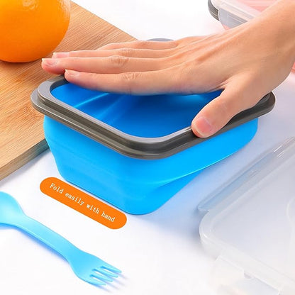 Collapsible Bowls for Camping Cups and Bowls Set with Luch Bag Outdoor Camping Mess Kit 4 in 1 Reusable Silicone Bowl and Cup with Lid and Spork