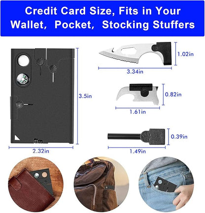 18 in 1 Credit Card Tool Survival Multitool Pocket Tool Set,2 pieces11-in-1 Survival Credit Card Multitool Gift For Men Multipurpose Tactical Wallet Tool,Best gift for men.