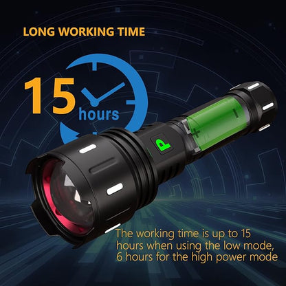 POVAST LED Rechargeable Flashlights High Lumens, 250000 Lumens Super Bright Tactical Flashlight, Zoomable High Powered 5000mAh Large Capacity Handheld Flashlights for Emergency Camping Hiking Gift