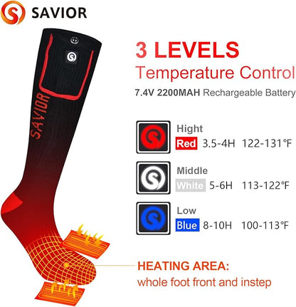 Heated Socks, Battery Rechargeable Electric Heating Socks, Thermal Warm Socks for Men Women Hiking Camping Winter Footwarmers