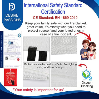 “Emergency Fire Blanket - Fire Suppression Blanket for Home, Kitchen, Garage, Camping, School & Office -Flame Retardant -40”x40” for Quick Smothering & Fire Safety (Pack of 4)