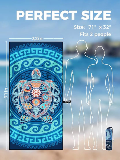 OCOOPA Microfiber Beach Towel For Swimming Pool, Camping, Picnic, Yoga Gym Sports, Fast Drying Extra Large 71" x 32" Sand Free Super Lightweight