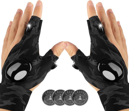 Mylivell LED Flashlight Gloves Gifts for Men Dad Father Boyfriend Husband Unique Cool Gadget Tools for Repairing Hands-Free Lights for Camping Fishing Outdoor Grill Birthday Christmas Gifts for Him