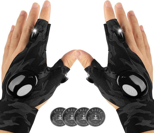 Mylivell LED Flashlight Gloves Gifts for Men Dad Father Boyfriend Husband Unique Cool Gadget Tools for Repairing Hands-Free Lights for Camping Fishing Outdoor Grill Birthday Christmas Gifts for Him