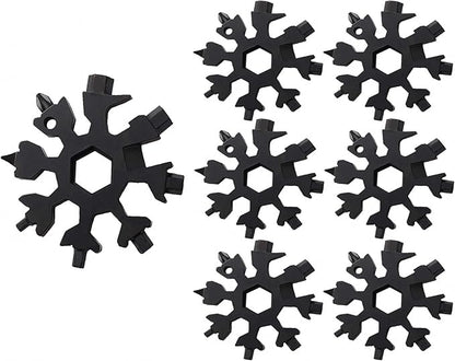 6PCS 19-in-1 Snowflake Multitool, Portable Stainless Steel Wrench,Bottle Opener/Flat Phillips Screwdriver Kit/Wrench for Outdoor Camping,Travelling for Christmas Gift(Black)