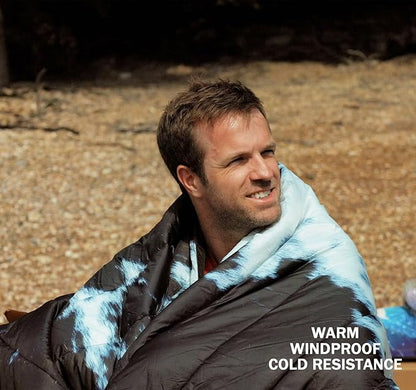 Camping Blanket, Puffy Waterproof Travel Blanket, Warm Cozy Picnic Blanket, for Outdoors, Travel, and Mountain.(Cow, 78" x 56")