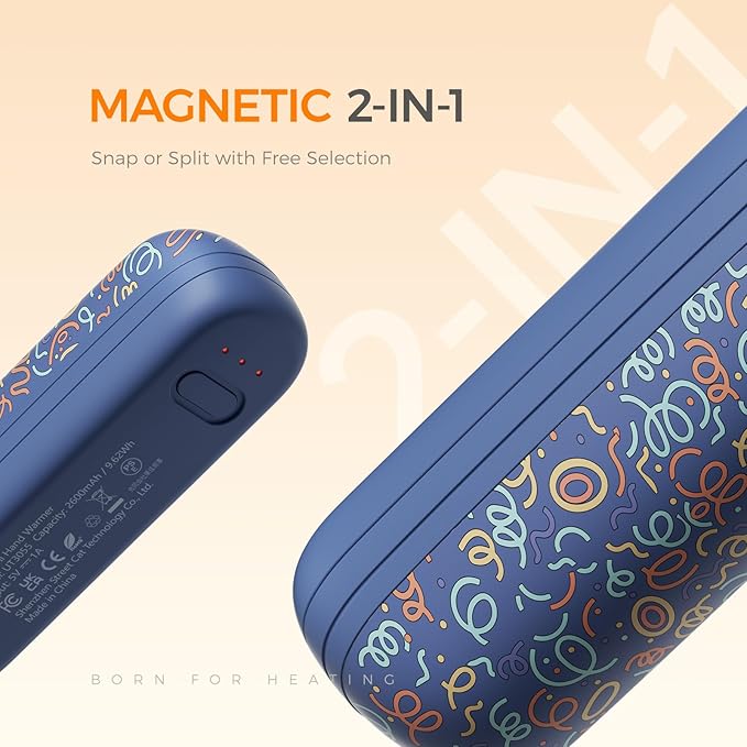 OCOOPA 2 in 1 Magnetic Rechargeable Hand Warmers, UT2s Mini Electric Handwarmers 2 Pack, Split USB-C, Reusable Portable Pocket Heater, Raynauds, Golf, Tech Gifts for Women Men