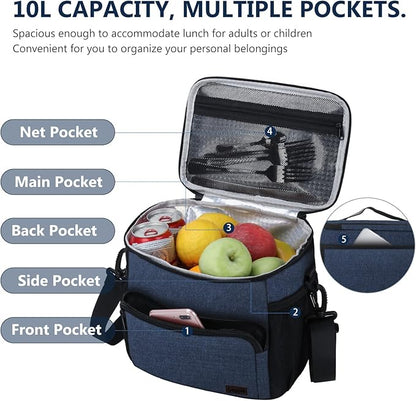 Gloppie Lunch Box for Men Women Insulated Lunch Bag Reusable Lunch Cooler Bag, Blue