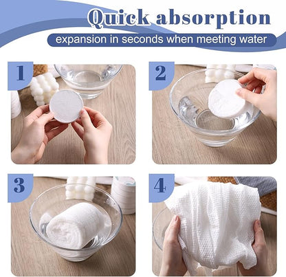 MCPINKY 4PCS Compressed Towel Tablets, 40 x 27.5in Reusable Travel Towels Compressed Bath Towel Portable Magic Towels for Camping Hiking Face Washing Toilet Swim