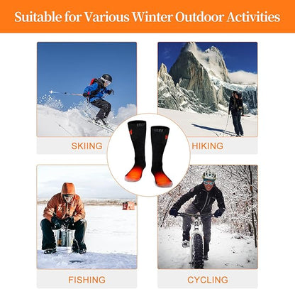 Heated Socks for Men and Women, Battery Operated Socks Washable Electric Heated Socks for Hiking Camping Skiing Fishing Hunting Mountaineering