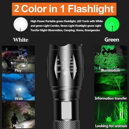 LED Flashlights 3 Pack, High Lumens Waterproof Red Light Flashlight, Green Light Flashlight, Blue Light Flashlight & White Light Combo Torch for Night Observation, Camping, Outdoor Home
