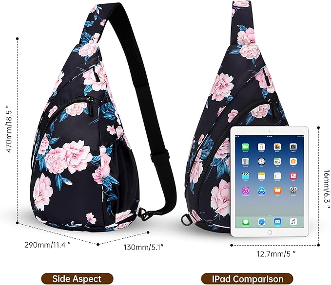 HUA ANGEL Crossbody Sling Bag for Men & Women Lightweight Waterproof Chest Shoulder Bag for Travel Hiking & Everyday Use