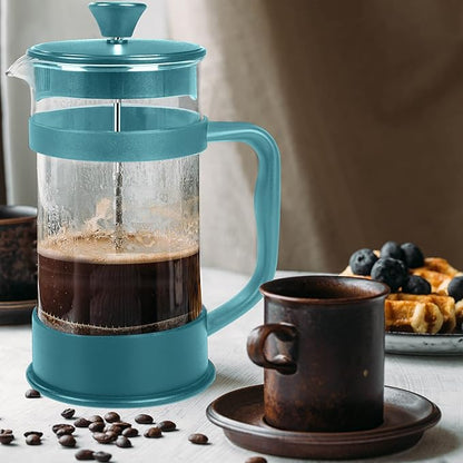 Utopia Kitchen French Press Espresso and Tea Maker with Triple Filters, Stainless Steel Plunger and Heat Resistant Borosilicate Glass (Aqua, 34-oz (Pack of 1))