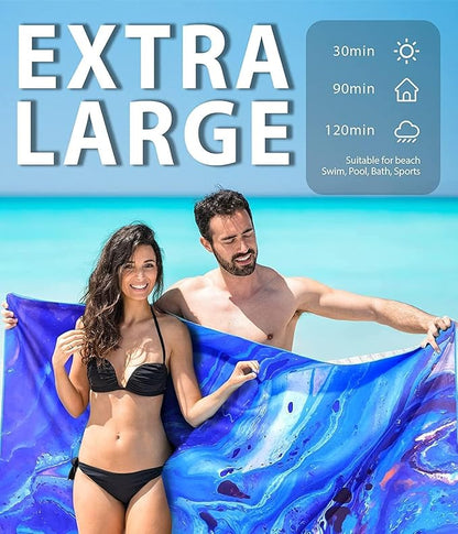 Microfiber Quick Dry Beach Towel – Lightweight Sand Free Oversized X-Large Towel Accessories Travel Must Have Swim Pool Yoga Camping Gear Summer Cruise Ship Compact Sandproof Gift Star River Sunset