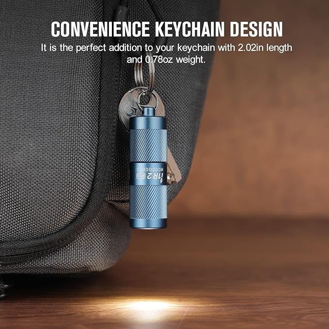 OLIGHT I1R 2 Pro Eos 180 Lumens EDC Rechargeable Keychain Flashlight, Powered by Built-in Rechargeable Battery with Type-C USB Cable, Slim Mini Handheld Light for Everyday Carry(Lake Blue)