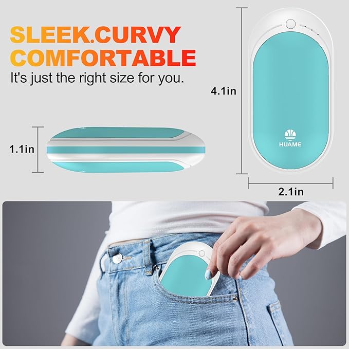 Hand Warmers Rechargeable, Portable Electric Pocket Heater, Reusable USB Hand Warmer with 5200mAh Power Bank, 3 Heat Settings, Winter Essentials for Men Women Hiking, Camping, Skiing