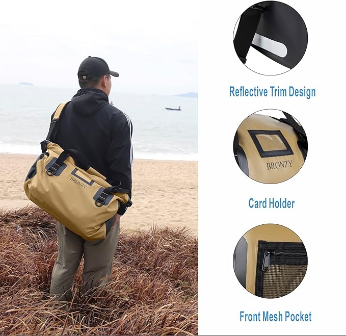 Waterproof Duffel Bag 50L Dry Duffle Bag Heavy Duty Large drybag,Durable Straps And Handles,Large And Big Space,Heat Seal Finishing For Camping,Kayaking,Rafting,Boating,Travel (Khaki)