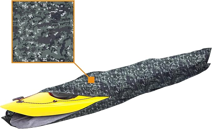 i COVER 13ft Kayak Cover- Water Proof Heavy Duty Kayaks/Canoe Covers Fits Canoes or Paddleboards up to 13ft Long and Beam Width up to 30in, Camo