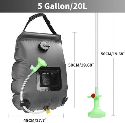 Solar Shower Bag, Solar Heating Camping Shower Bag, 5Gal(20L) Portable Camping Shower Bag, with Removable Hose and On-Off Switchable Shower Head, for Outdoor Traveling/Climbing/Hiking/Beach/Swimming