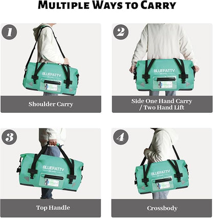 Large Waterproof Duffel Bag Roll-top Heavy Duty Dry Duffle Bags for Motorcycling, Rafting, Boating, SUP, Kayaking, Travel, 70L(Ocean Green)