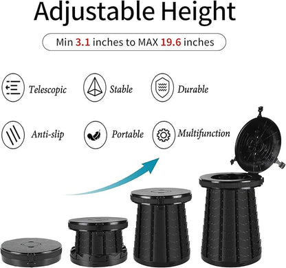 XXL Portable Toilet -19.7" H 15" D Adjustable Foldable Camping Toilet, Luggable Loo with Lid, Strap,Toilet Bag for Camping, Hiking, Travel and Car with Carry Bag