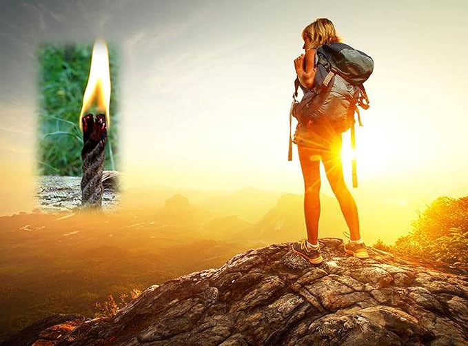 egreen Emergency Fire Starter Magnesium 99% Pure 6 Bags Natural Wax Infused Jute Rope for Camping Hiking Bushcraft Waterproof Survival + 1 of Free Tin Container