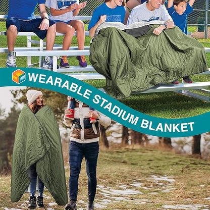 SUN CUBE Large Waterproof Camping Blanket, Fleece Quilted Stadium Blanket for Cold Weather, Windproof Foldable Outdoor Blanket Mat for Picnic, Beach, Pets, Car, 60x80in