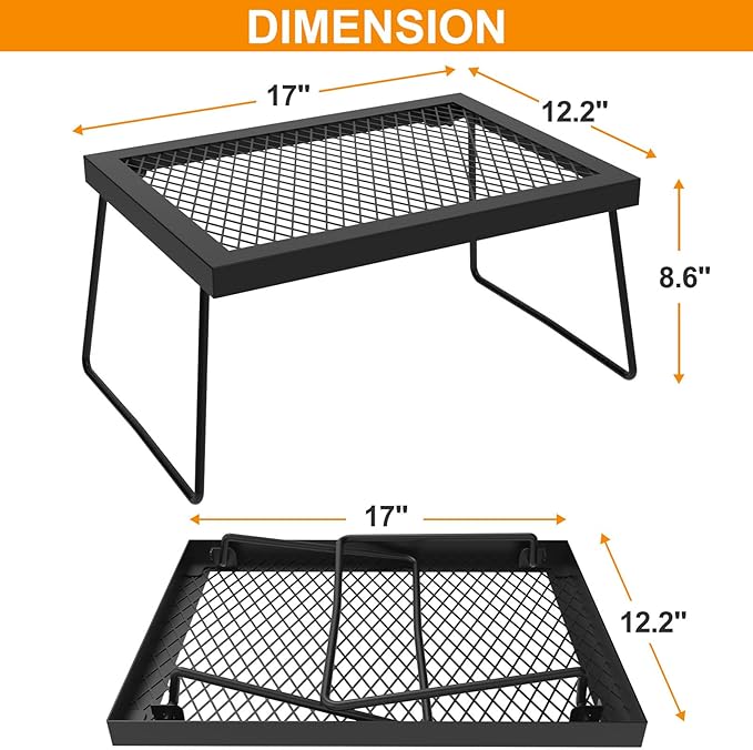 Camp Fire Cooking Racks Campfire Grate Over Fire Pit, Fireplace Cooking Grate Camp Fire Cooking Racks for Camping Cooking, Grill Grate for Fire Pit Over Fire Grill, Camping Accessories for Outside