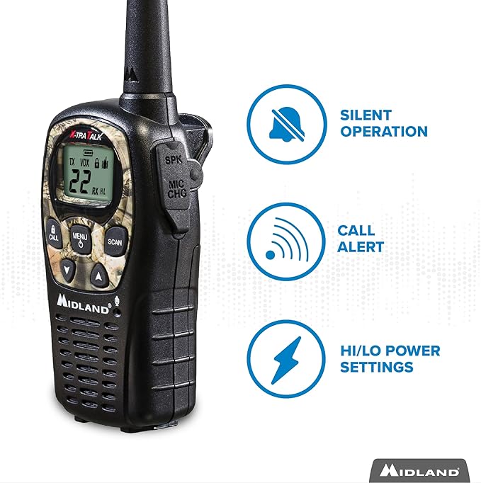 Midland LXT535VP3 FRS Walkie Talkie - Long Range Two-Way Radio Channel Scan, Silent Operation (Mossy Oak Camo, 2 Radios)