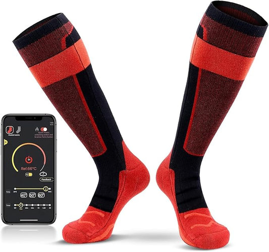 Heated Socks, Rechargeable 10000mah Battery Heated Socks for Men Women, Upgraded Washable Electric Thermal Warming Socks, App Control Winter Feet Warmer for Camping Hiking Skiing Outdoors