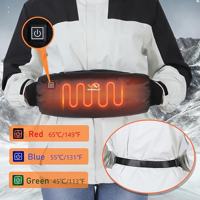 Electric Heated Hand Warmer Pouch, Gloves with Double Sided Heating Areas- Portable USB Heated Hand Muff for Men & Women - Ideal for Football, Hunting,Fishing,Camping, Golf ，Power Bank Not Included