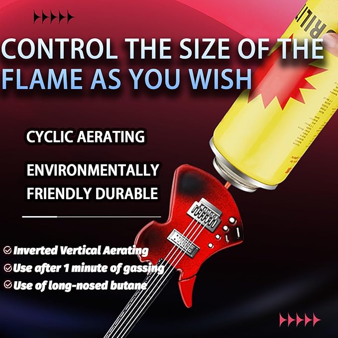 Fancy Fun Guitar Lighter Refillable Metal Vintage Keychain Lighter Unique Novelty Cool lighters for Men Fireplace Candle Camping BBQ(No Butane Fuel) (#2)